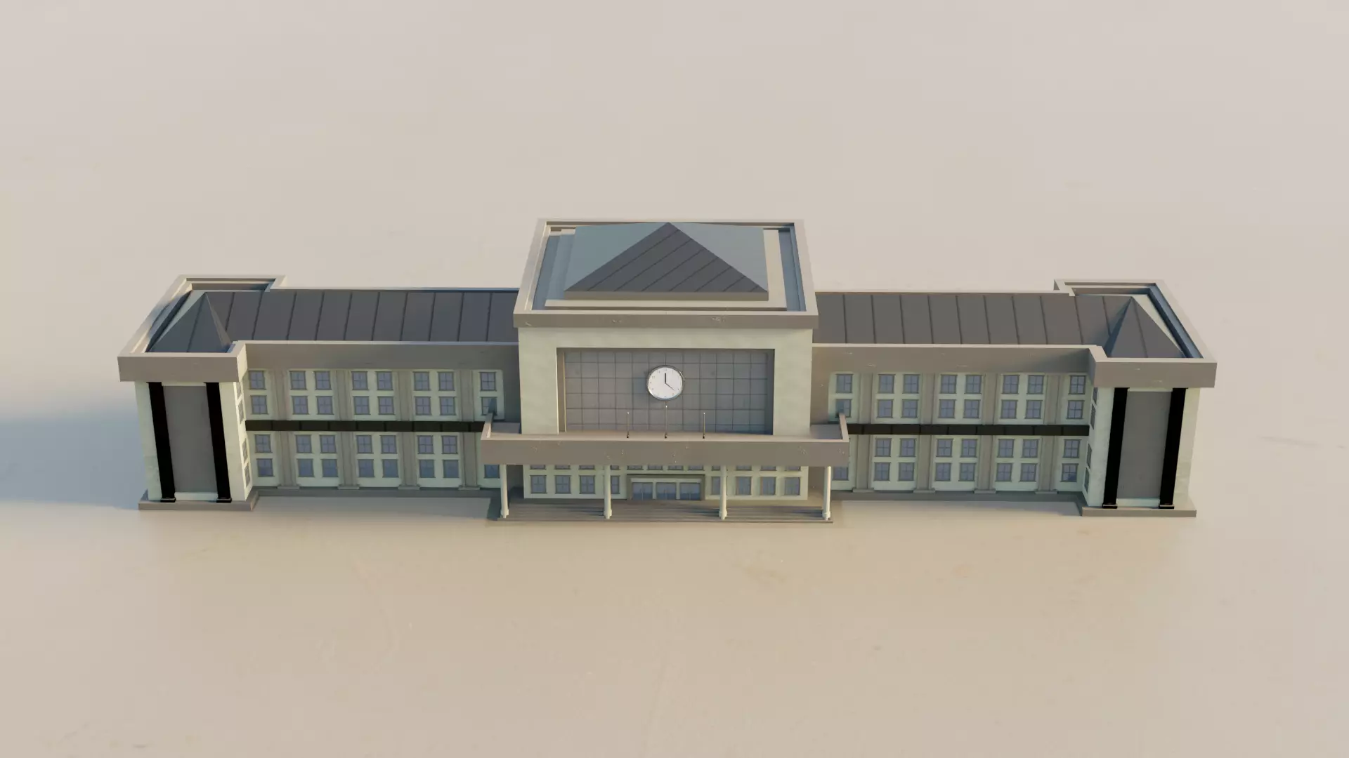 Antique Architecture Low-poly 3D model_6