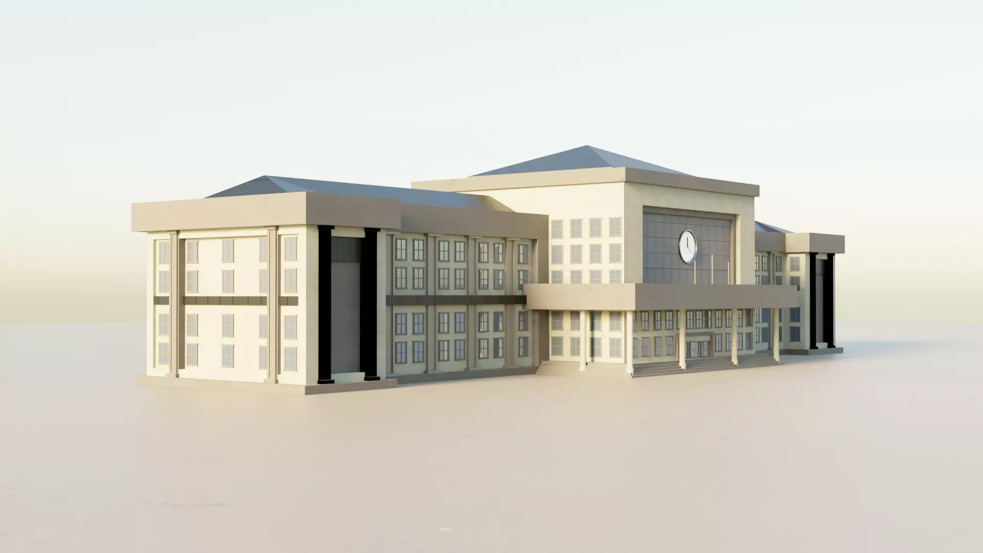 Antique Architecture Low-poly 3D model_3