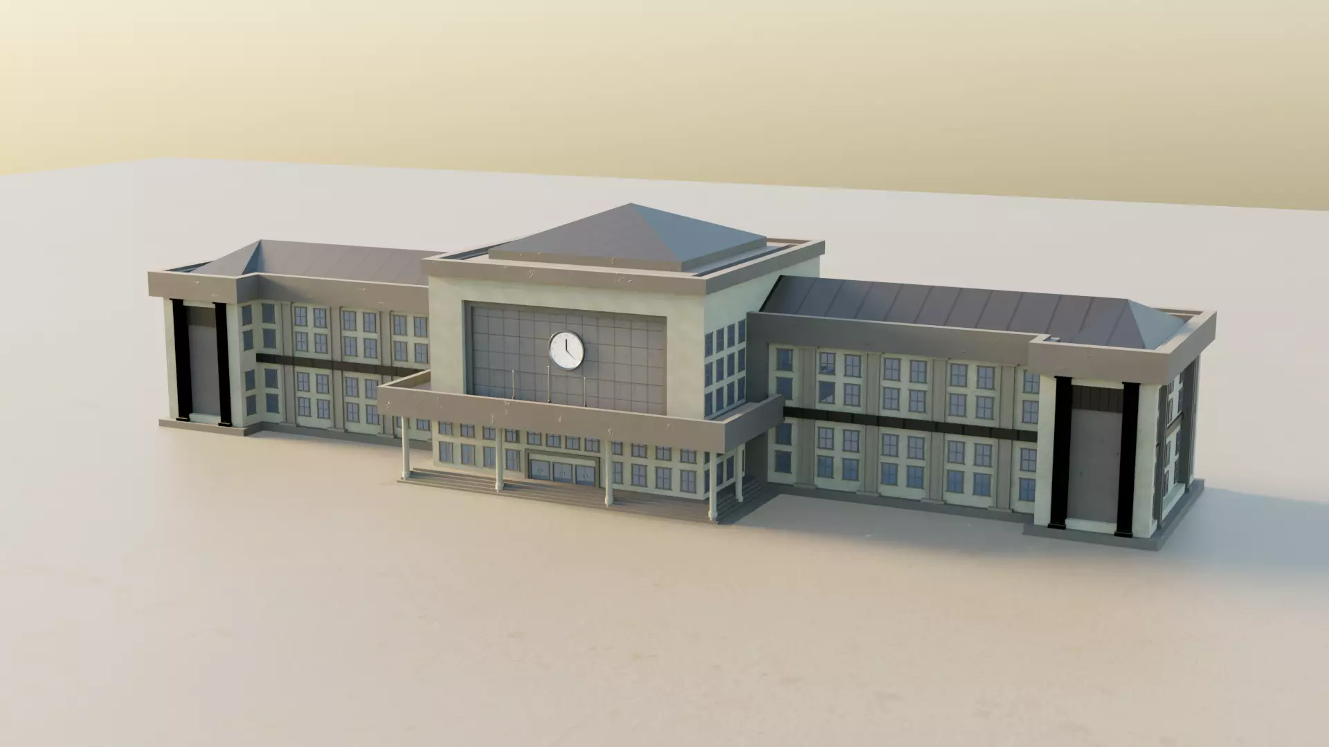 Antique Architecture Low-poly 3D model_0