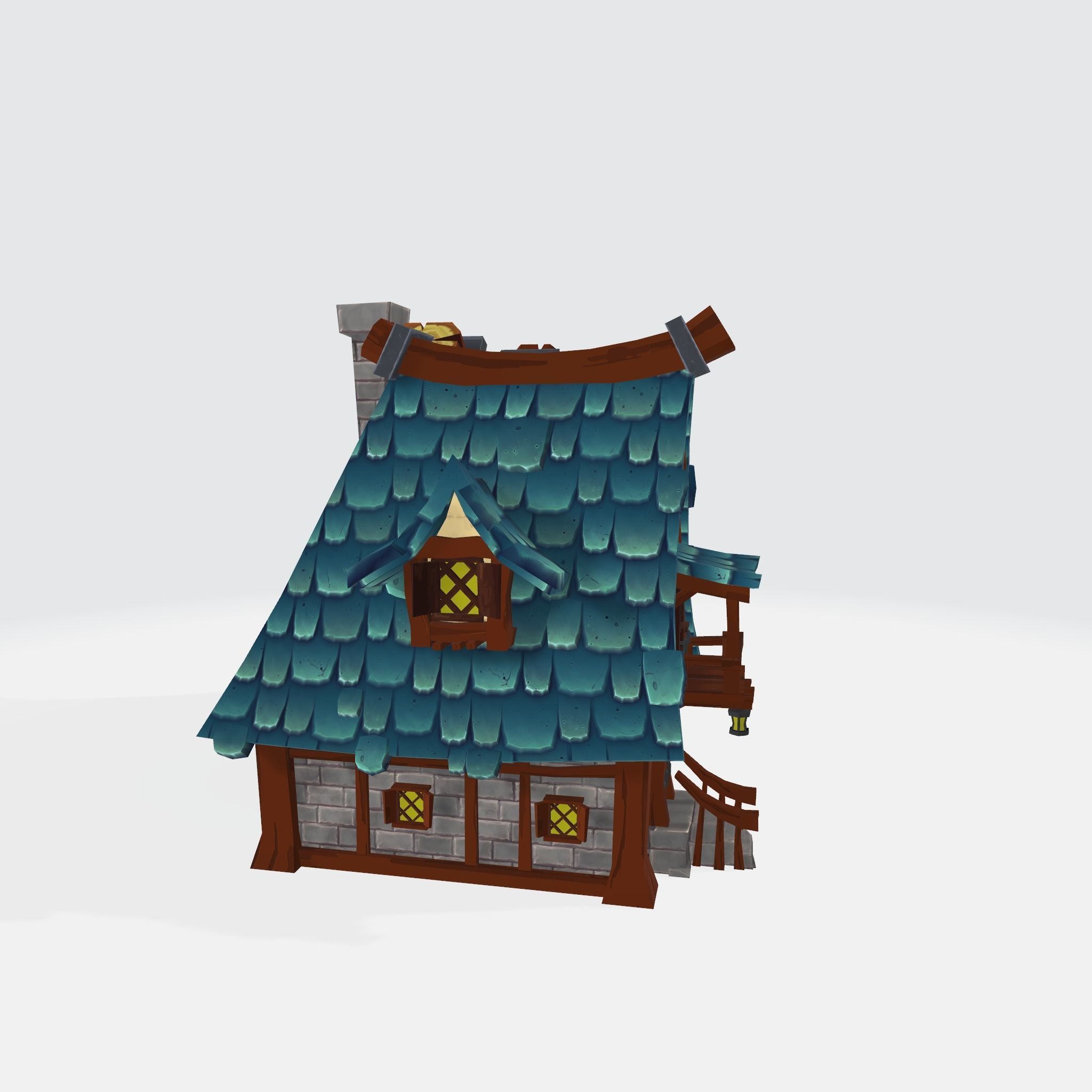 Cartoon House Low-poly 3D model_3