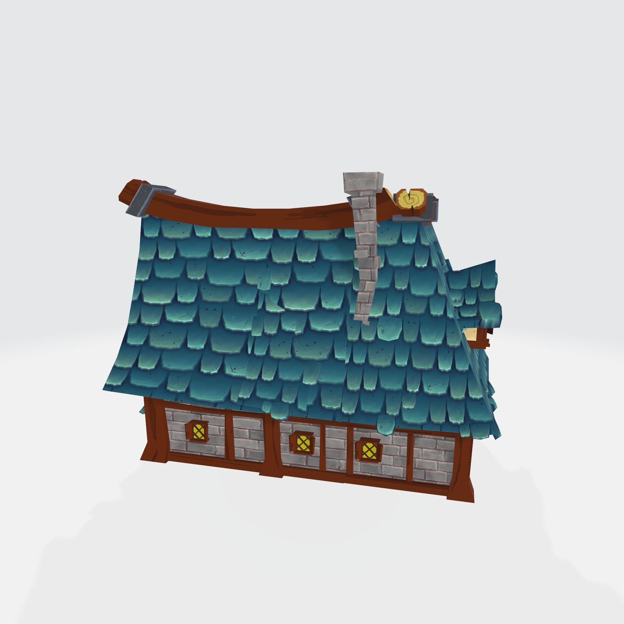 Cartoon House Low-poly 3D model_5