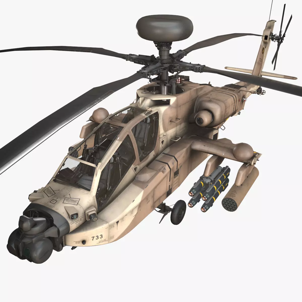 Apache AH-64D Israel Air Force Static Low-poly 3D model_0