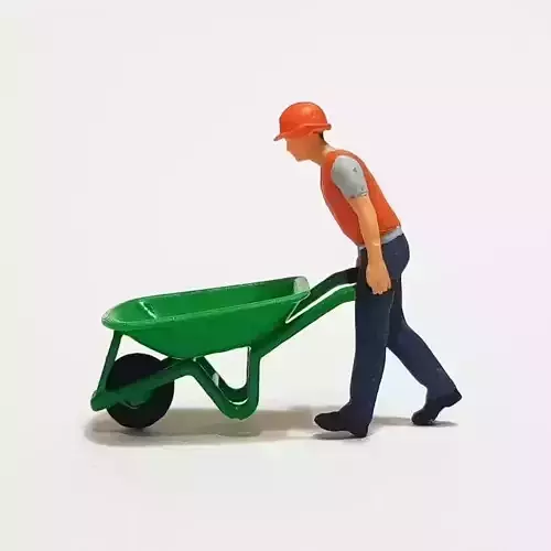 Figure Marji with construction barrow in 1-64 scale