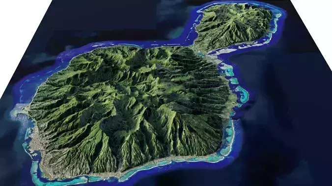 Tahiti island full 3d model terrain 3D model