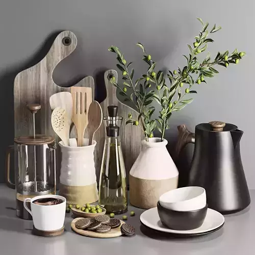 kitchen accessories 01-Olive set 3D model