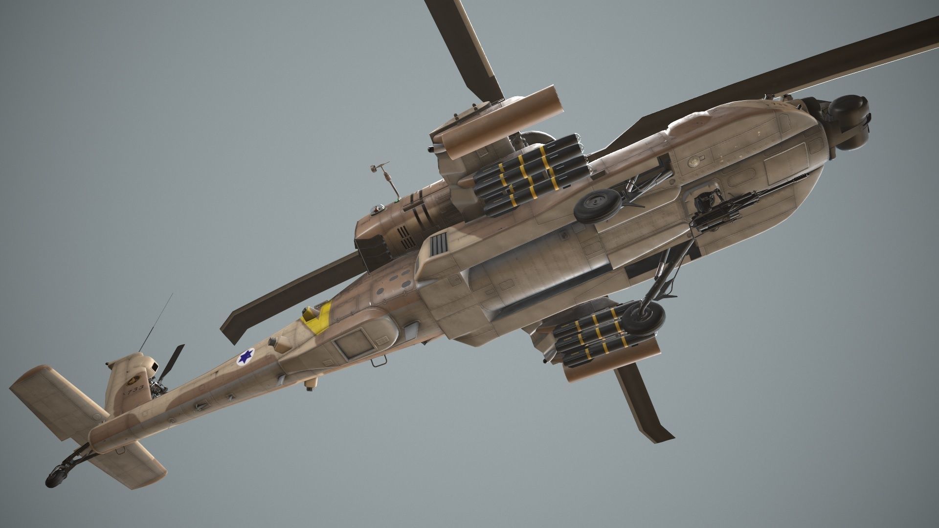  Apache AH-64D Israel Air Force Basic Low-poly 3D model_10