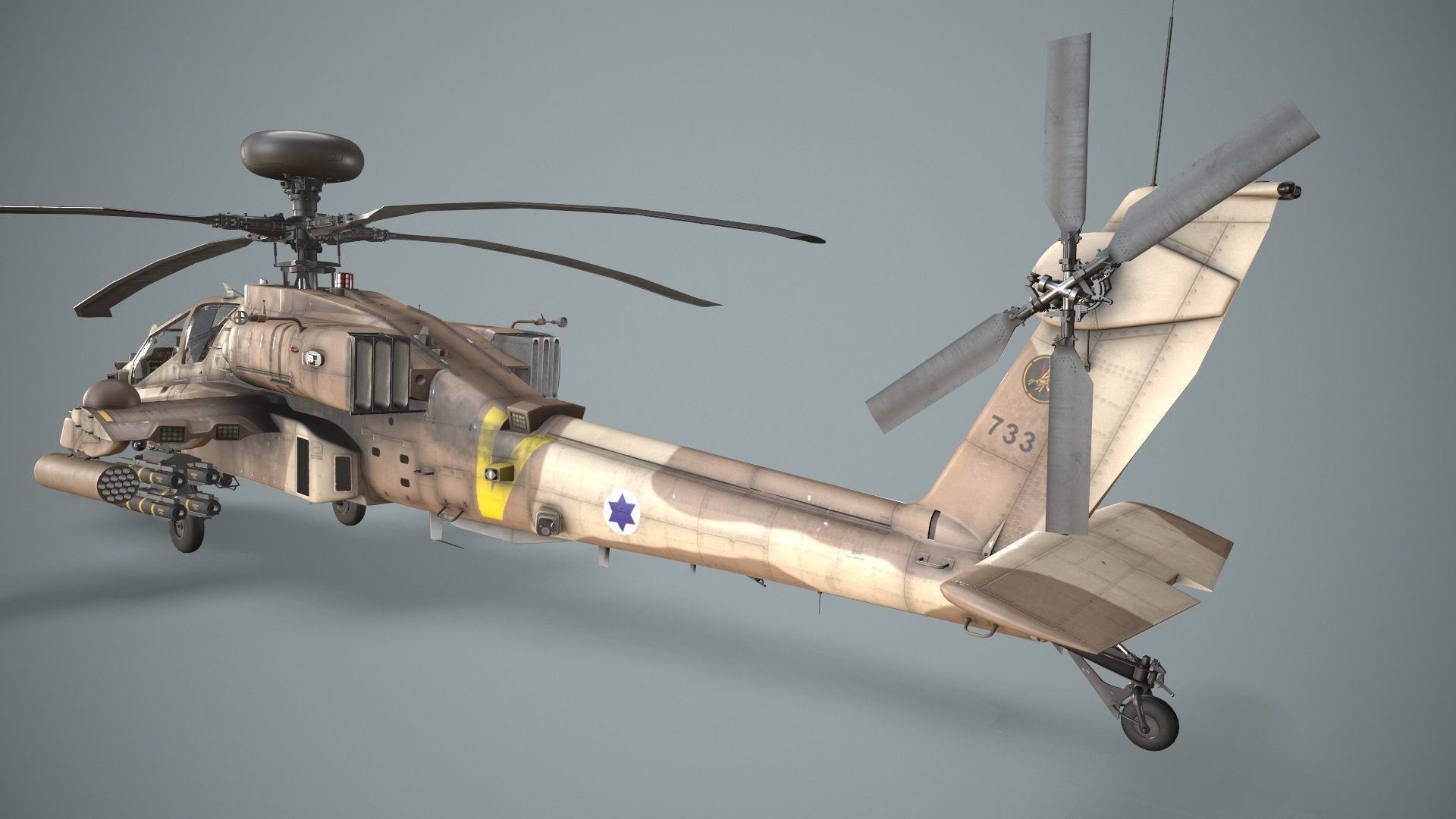  Apache AH-64D Israel Air Force Basic Low-poly 3D model_6