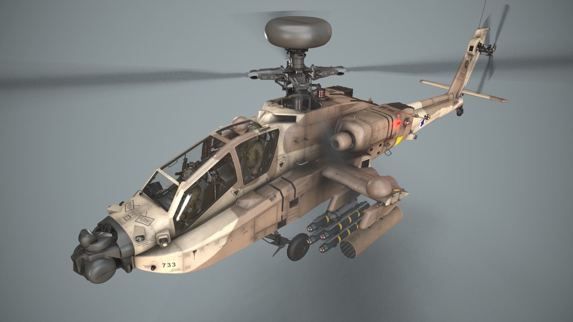  Apache AH-64D Israel Air Force Basic Low-poly 3D model_4