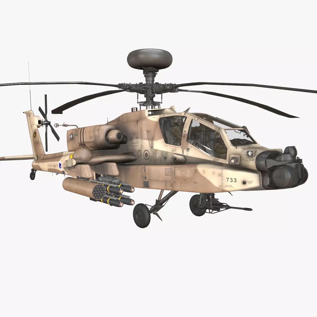  Apache AH-64D Israel Air Force Basic Low-poly 3D model_0