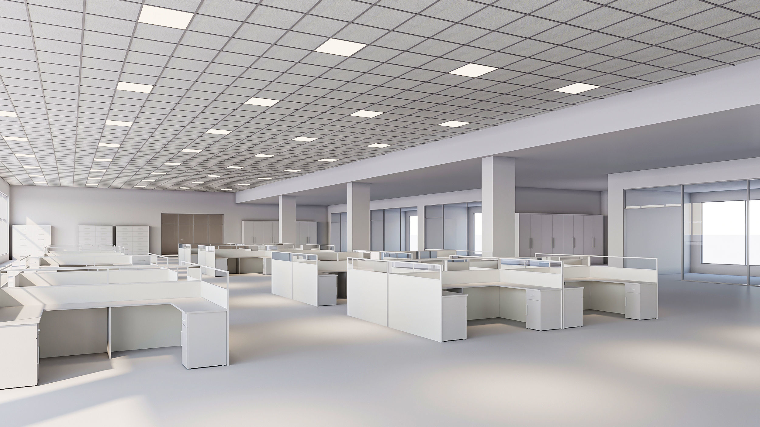 low poly office interior Low-poly 3D model_1