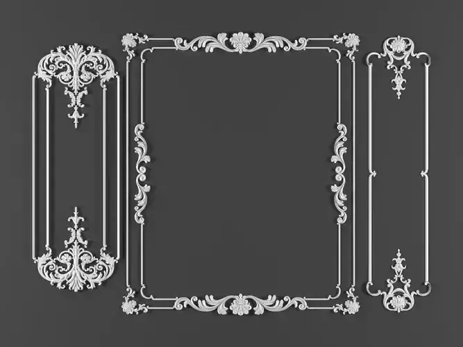 3 ornamental classic decoration frame  3d model kitbash vol 27