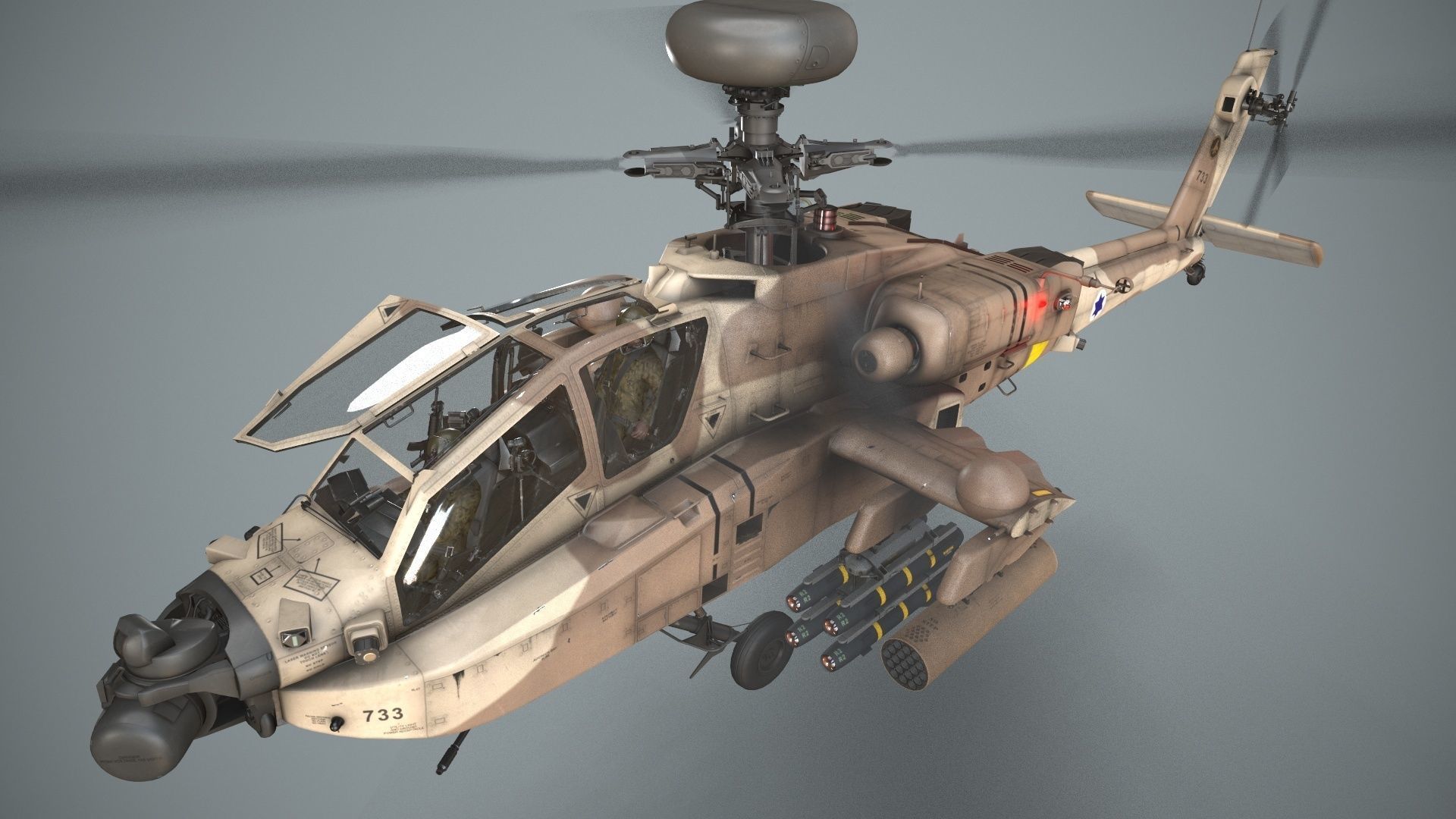  Apache AH-64D Israel Air Force Complex Low-poly 3D model_4