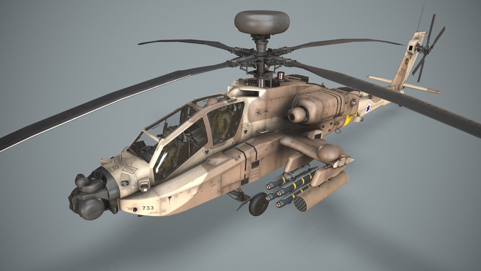  Apache AH-64D Israel Air Force Complex Low-poly 3D model_3
