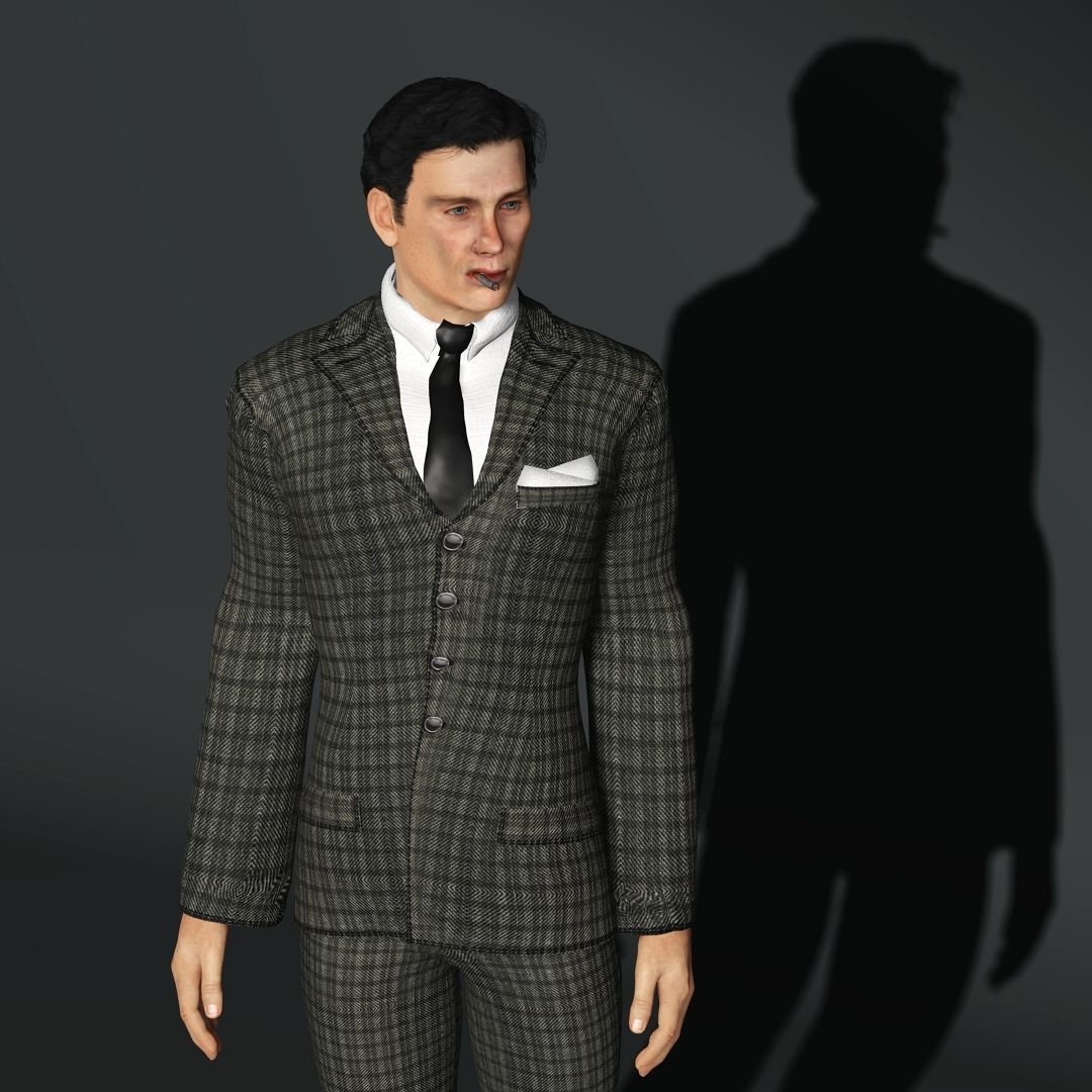 Tommy Shelby Cillian Murphy Rigged 2500 Free animations tutorial Low-poly 3D model_9