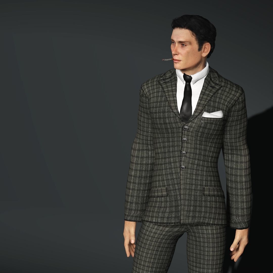 Tommy Shelby Cillian Murphy Rigged 2500 Free animations tutorial Low-poly 3D model_11