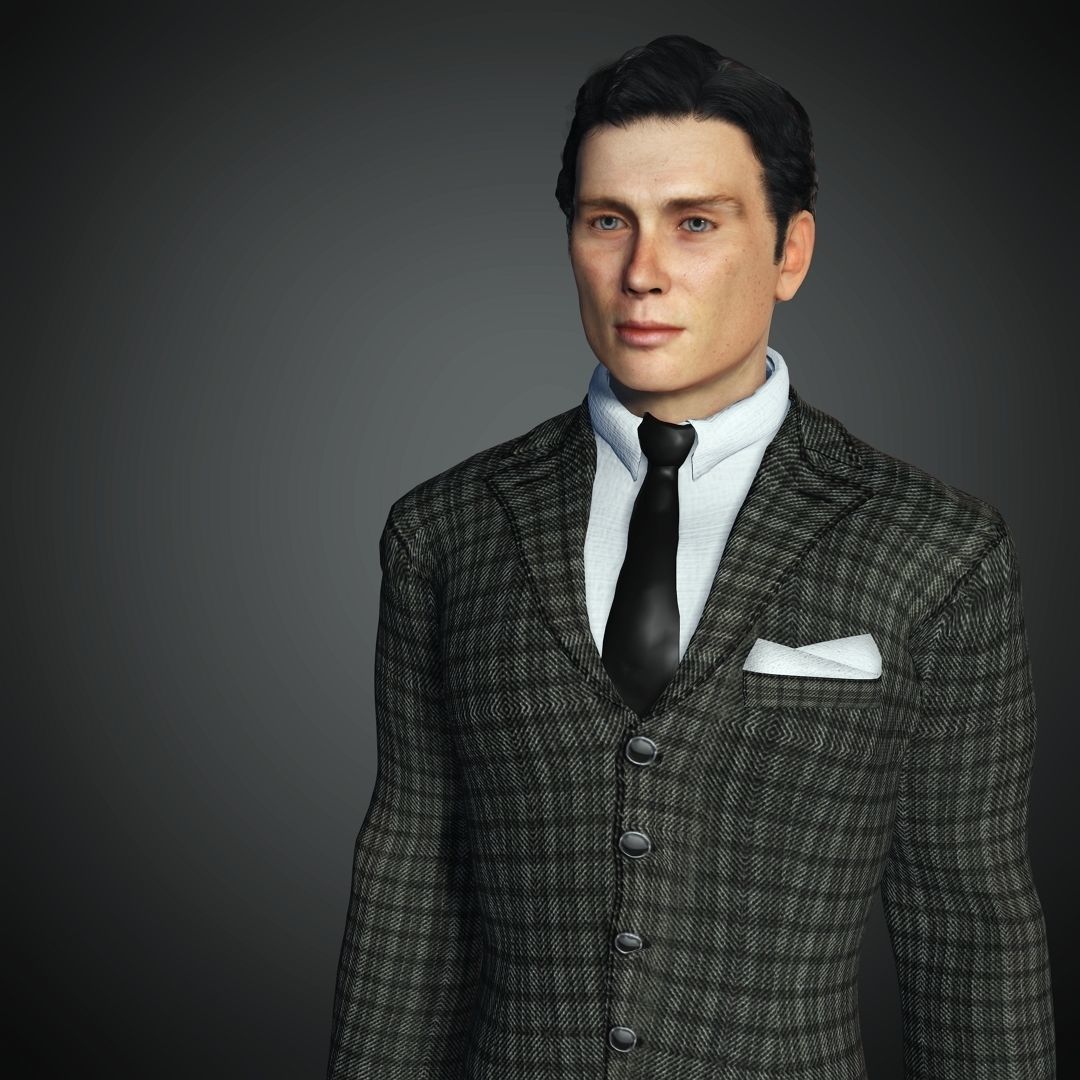 Tommy Shelby Cillian Murphy Rigged 2500 Free animations tutorial Low-poly 3D model_13