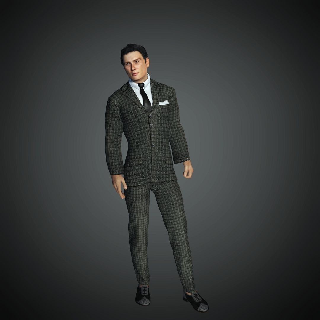 Tommy Shelby Cillian Murphy Rigged 2500 Free animations tutorial Low-poly 3D model_12