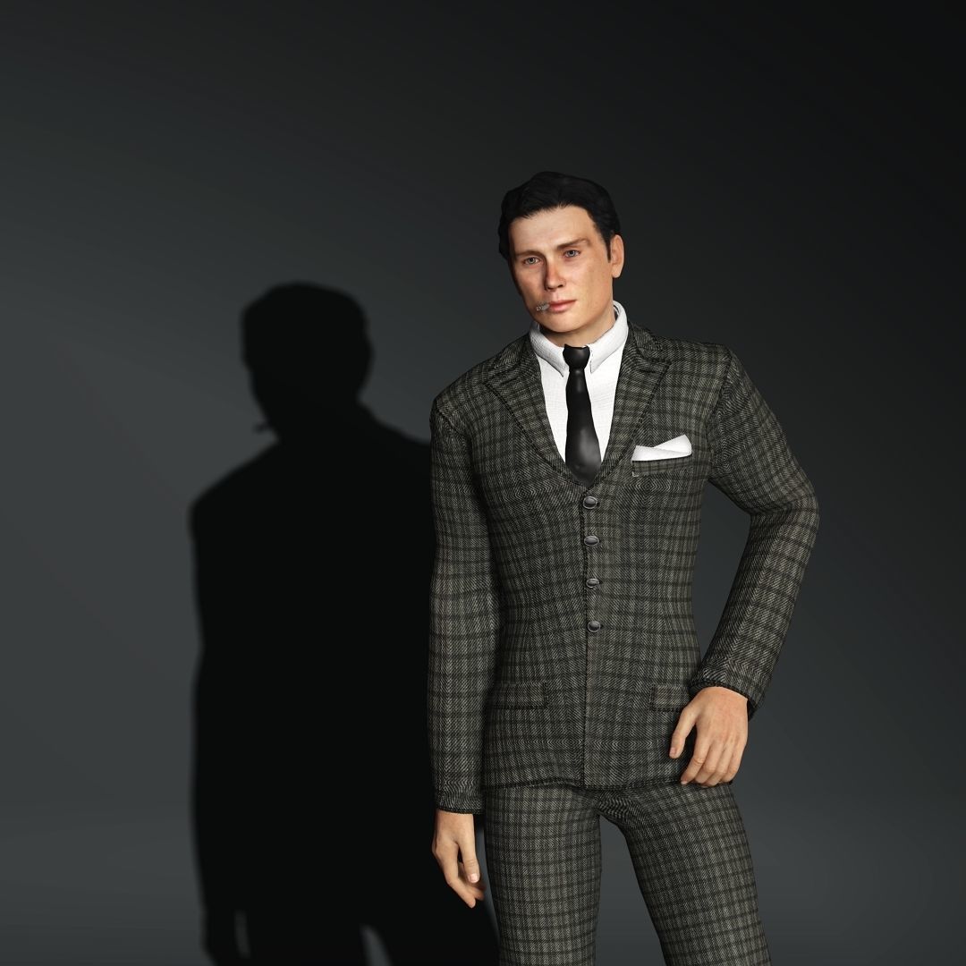 Tommy Shelby Cillian Murphy Rigged 2500 Free animations tutorial Low-poly 3D model_10