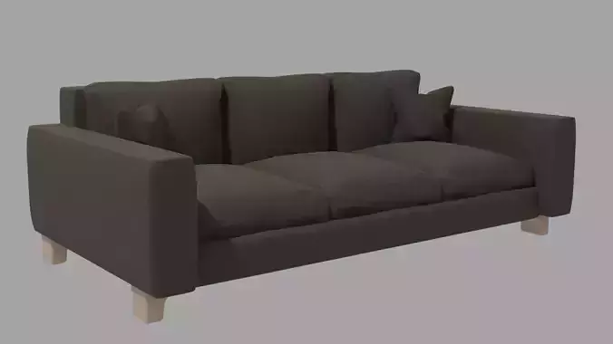 Fabric Sofa Wood Sofa Couch Furniture Armchair 3D Model