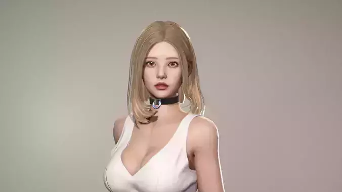 Medieval Girl Jia F2 Rigged Animated Modular Game Character Low-poly 3D model
