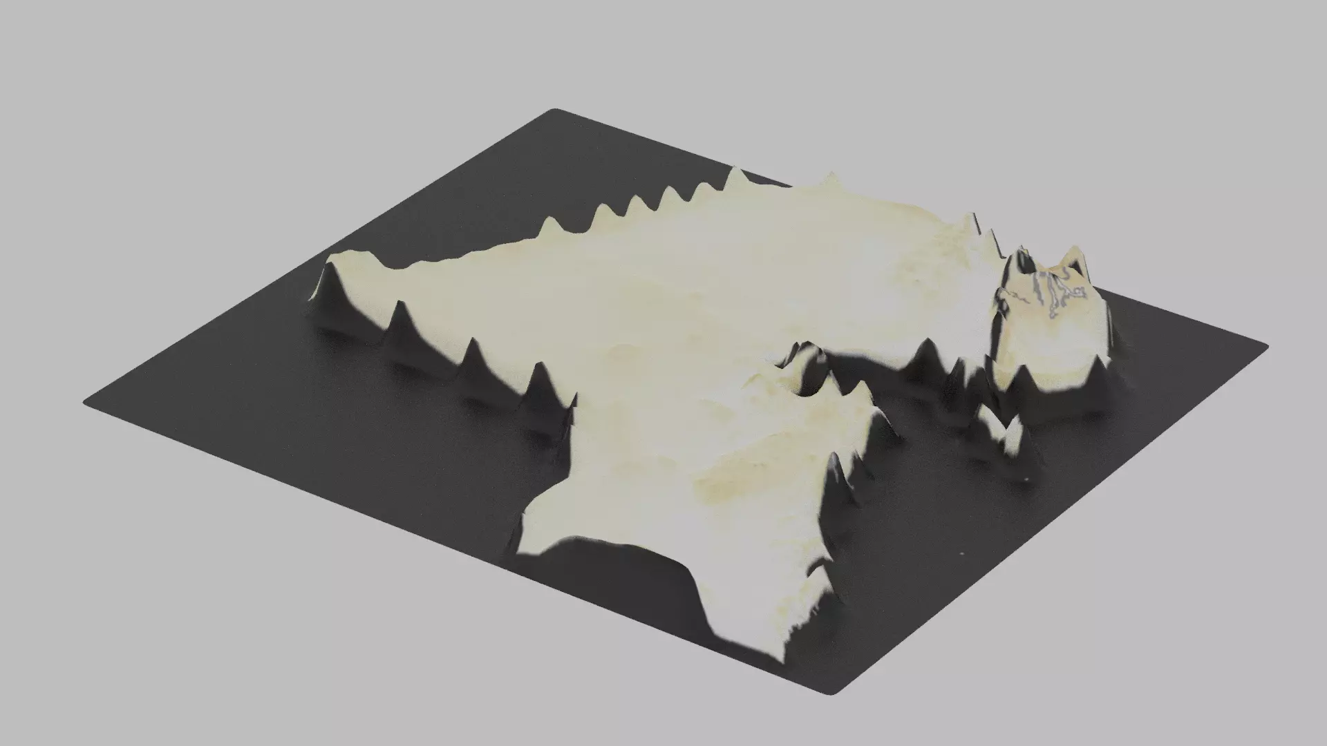 Kuwait Map Country Low-poly 3D model_0