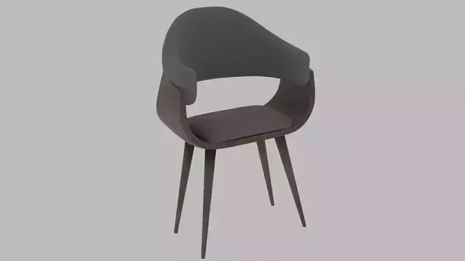 Wood Chair Fabric Wood Bar Chair Seat Furniture 3D Model