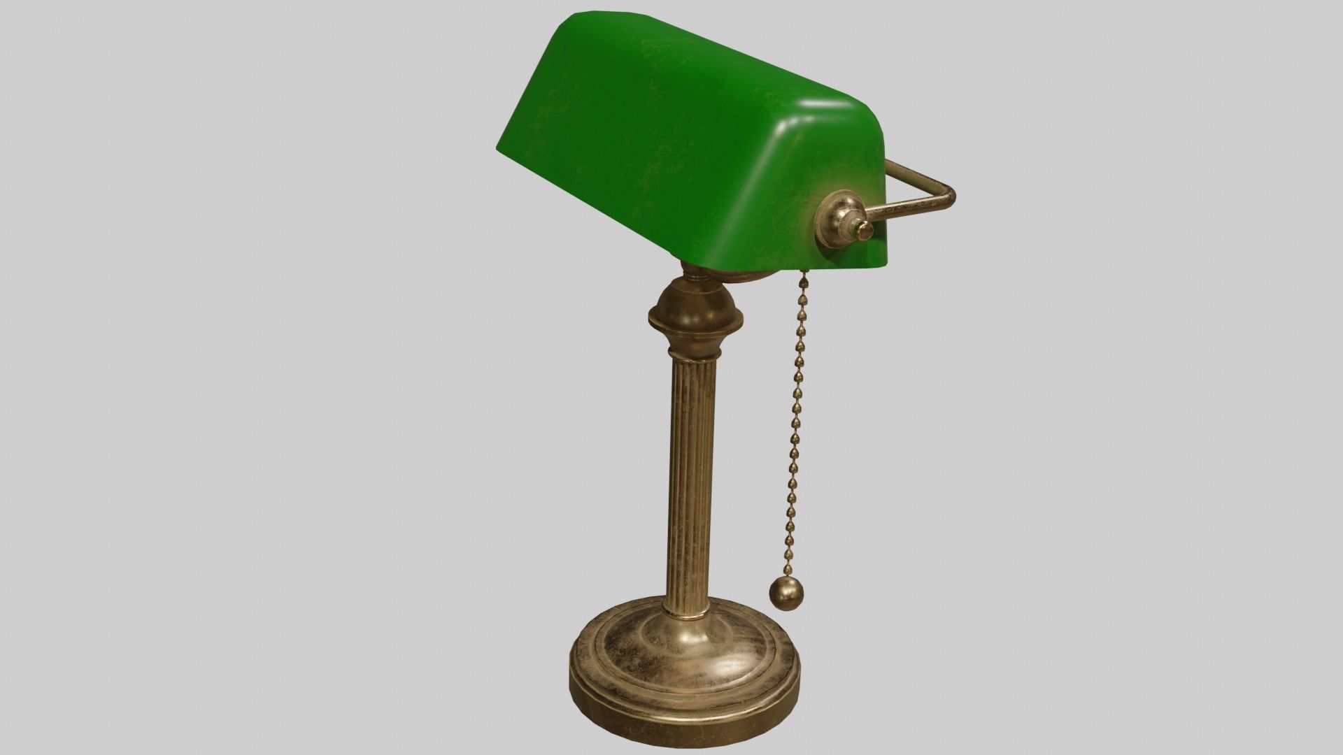 Bankers table Lamp with pbr textures Low-poly 3D model_1