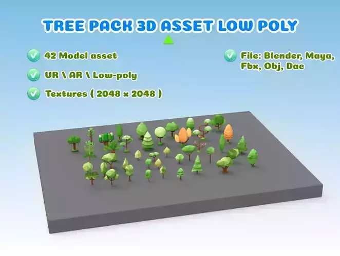 Tree pack low poly Free low-poly 3D model