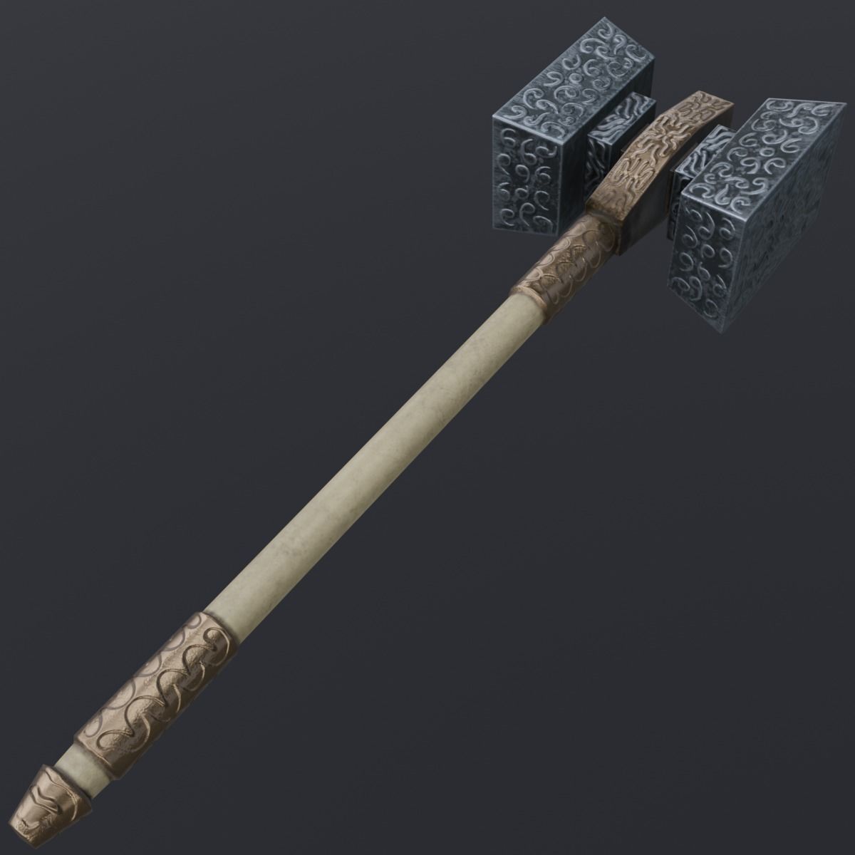 Hammer 01 Low-poly 3D model_2