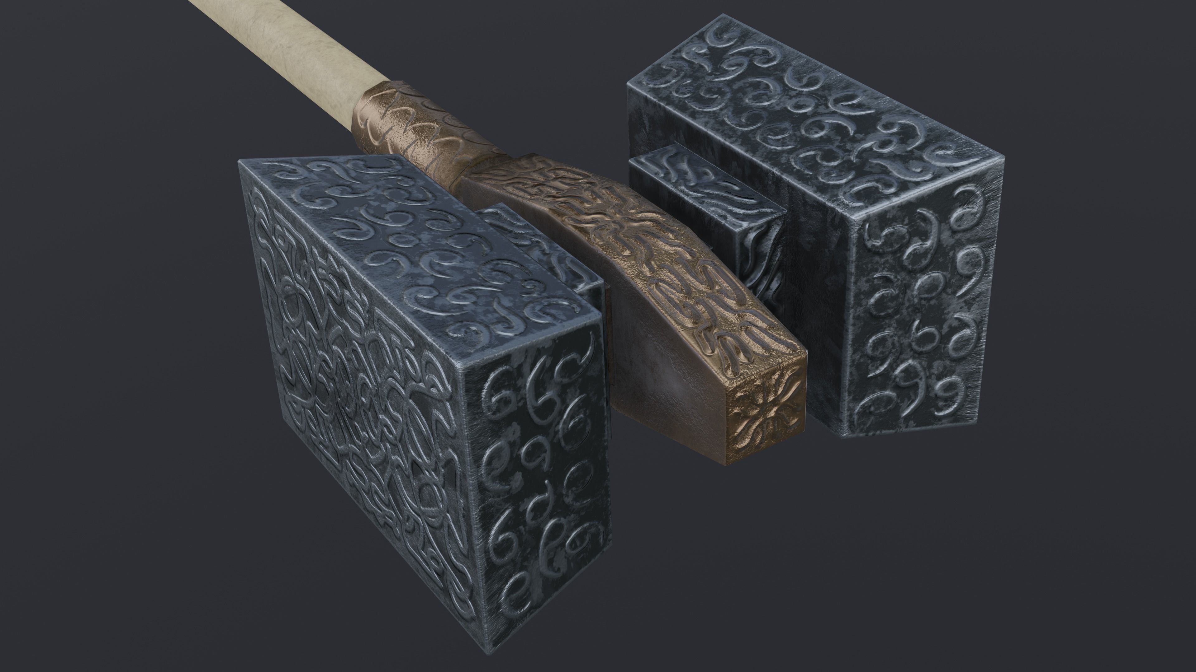 Hammer 01 Low-poly 3D model_4