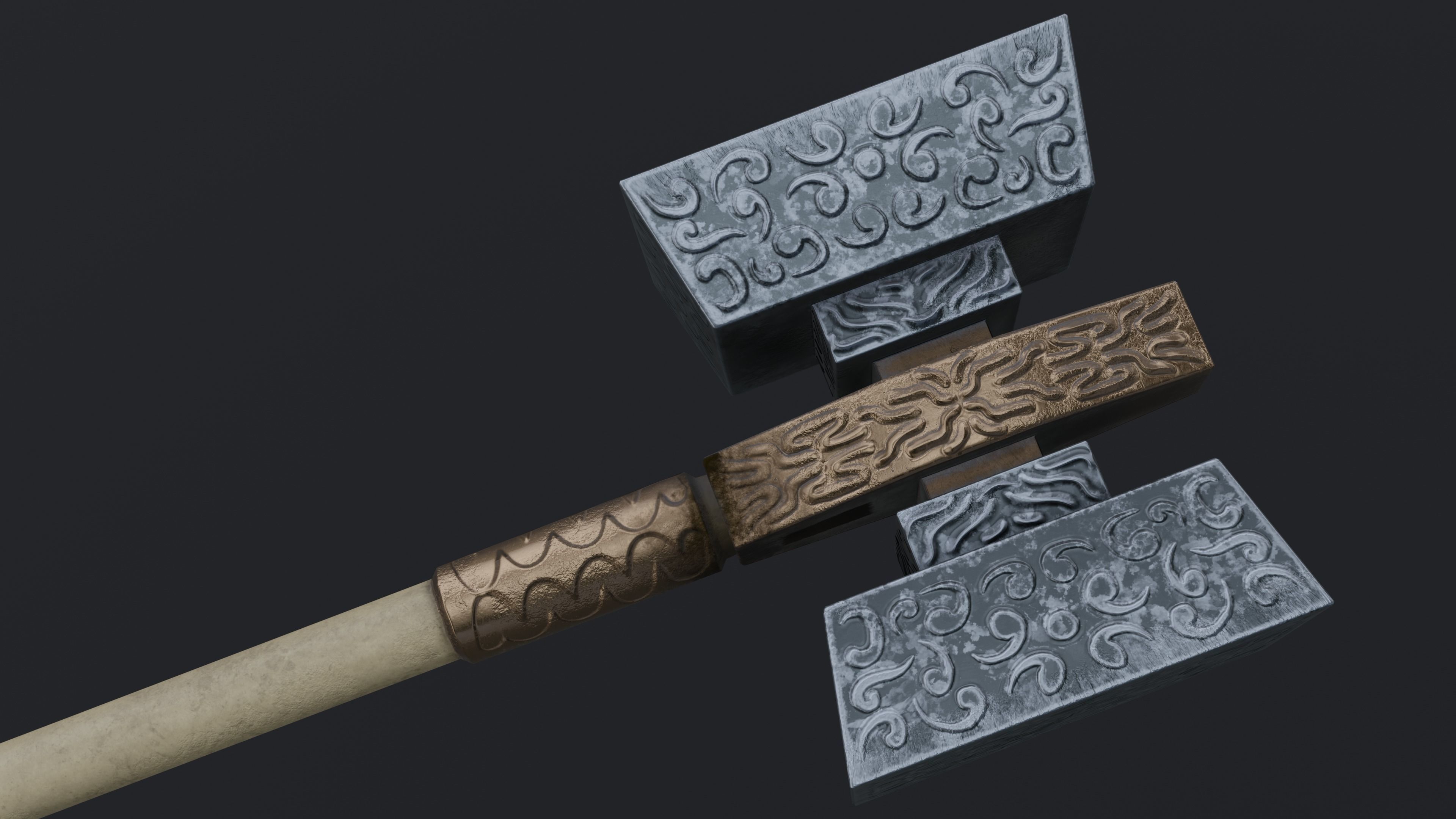 Hammer 01 Low-poly 3D model_1