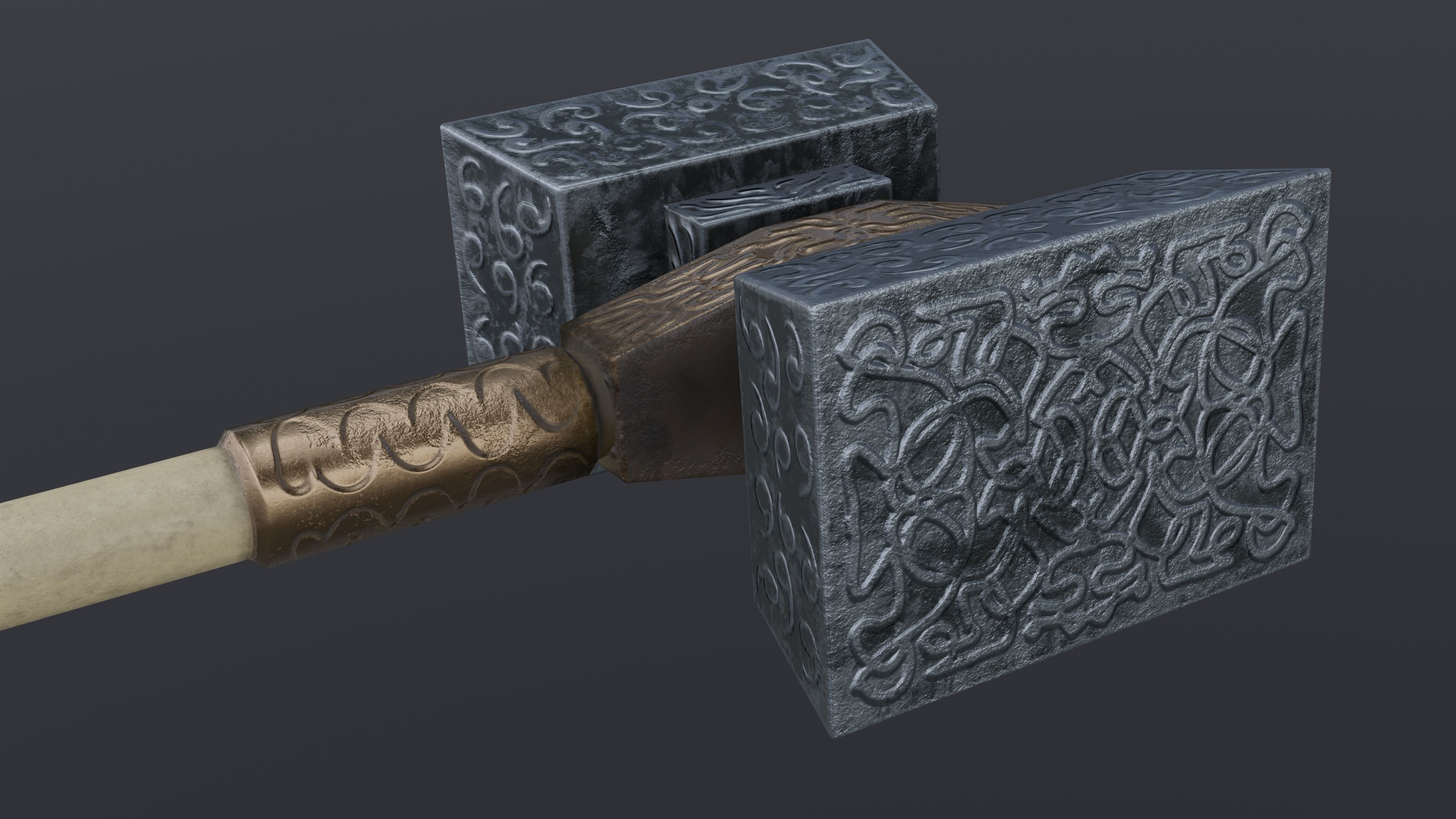Hammer 01 Low-poly 3D model_3