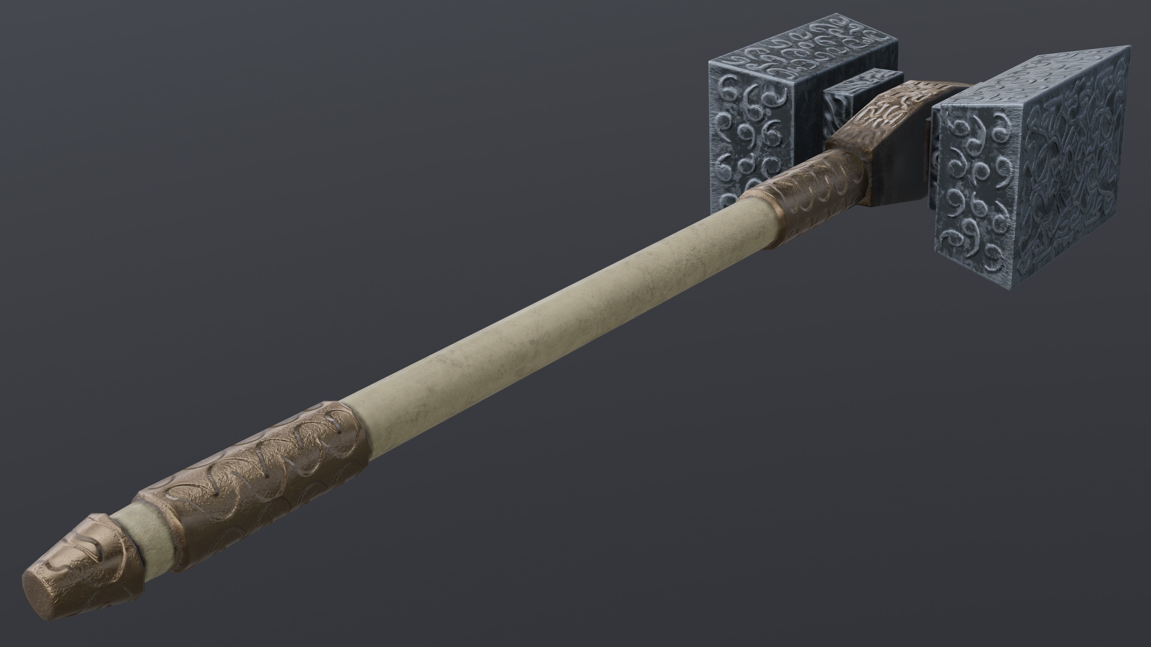 Hammer 01 Low-poly 3D model_5