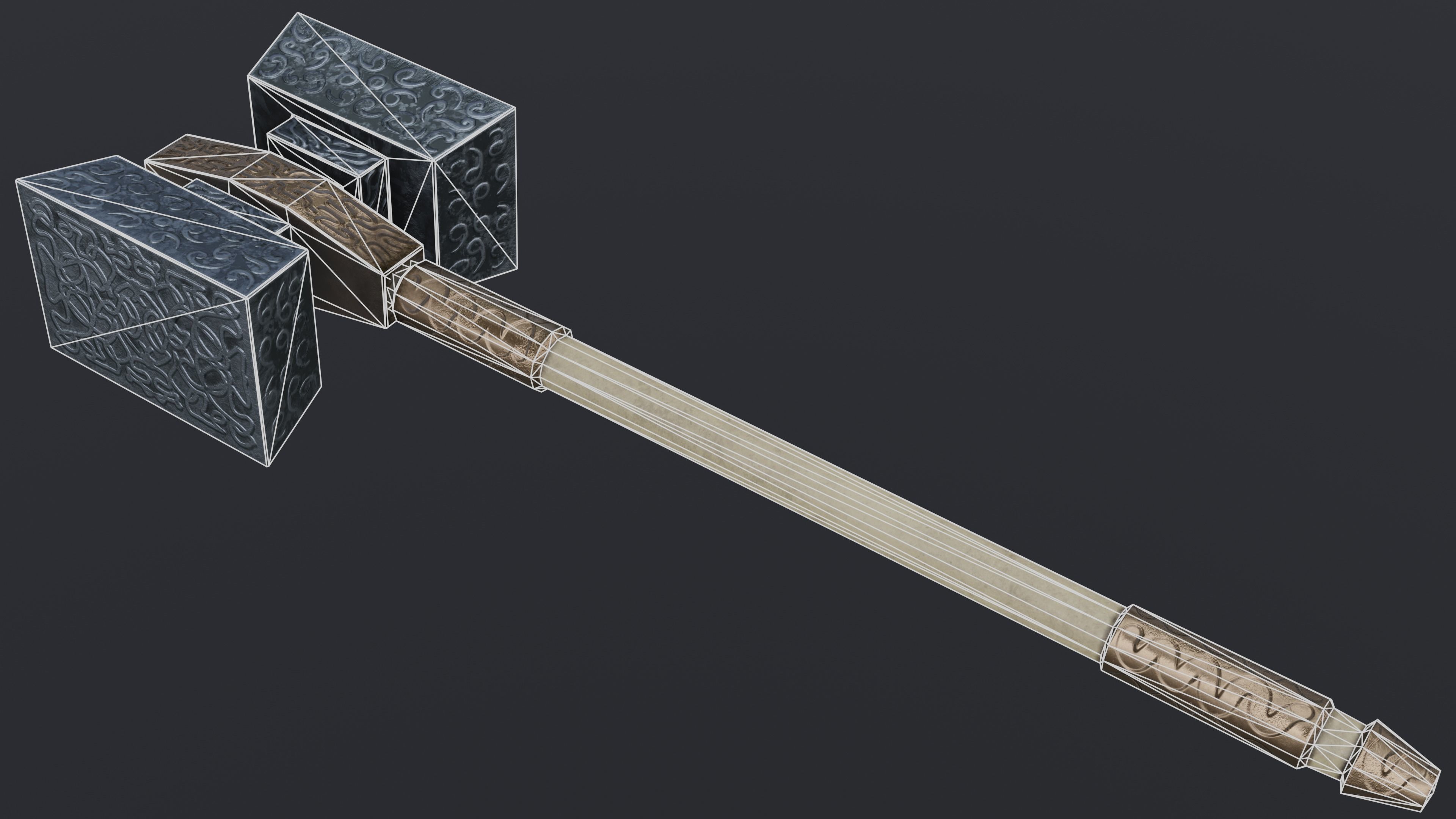 Hammer 01 Low-poly 3D model_8