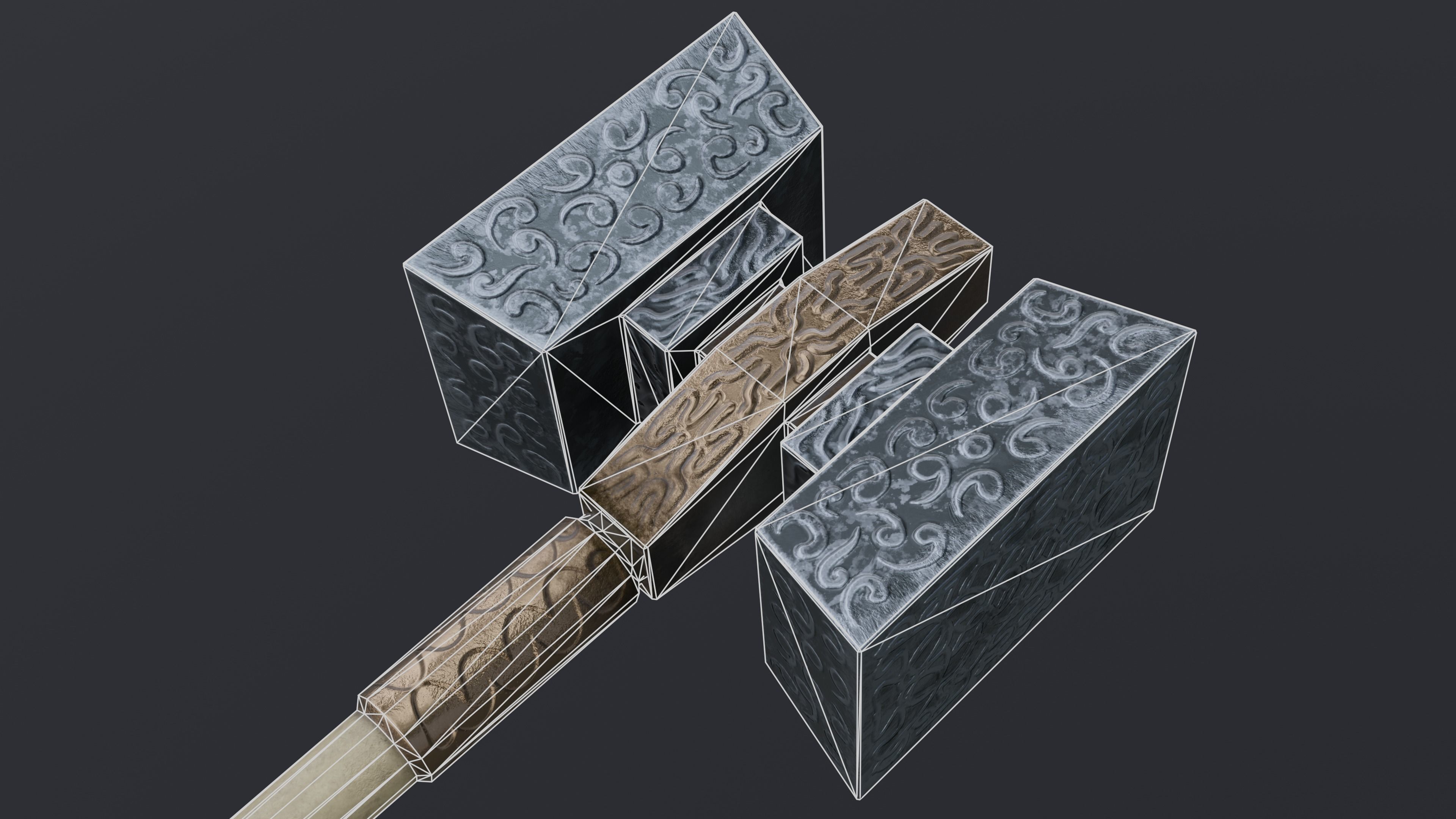 Hammer 01 Low-poly 3D model_9