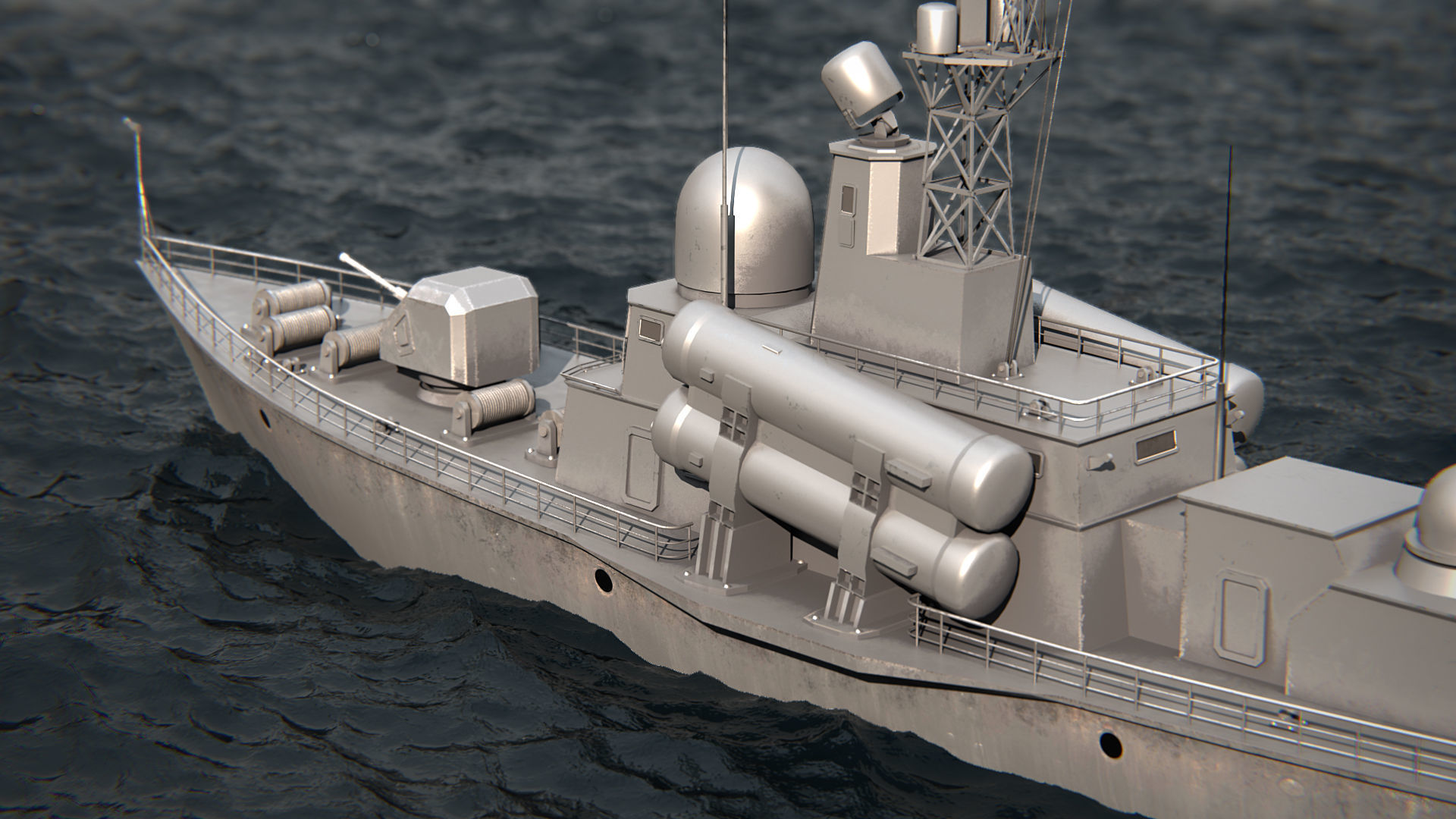 Battleship PBR Low-poly 3D model_8
