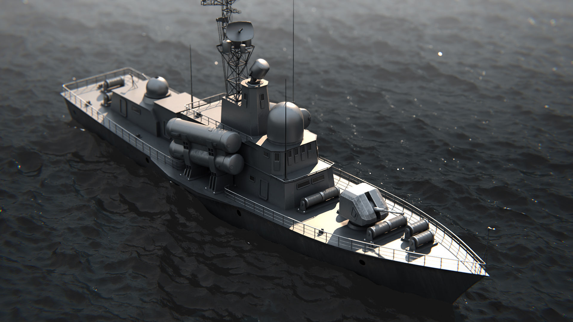 Battleship PBR Low-poly 3D model_2