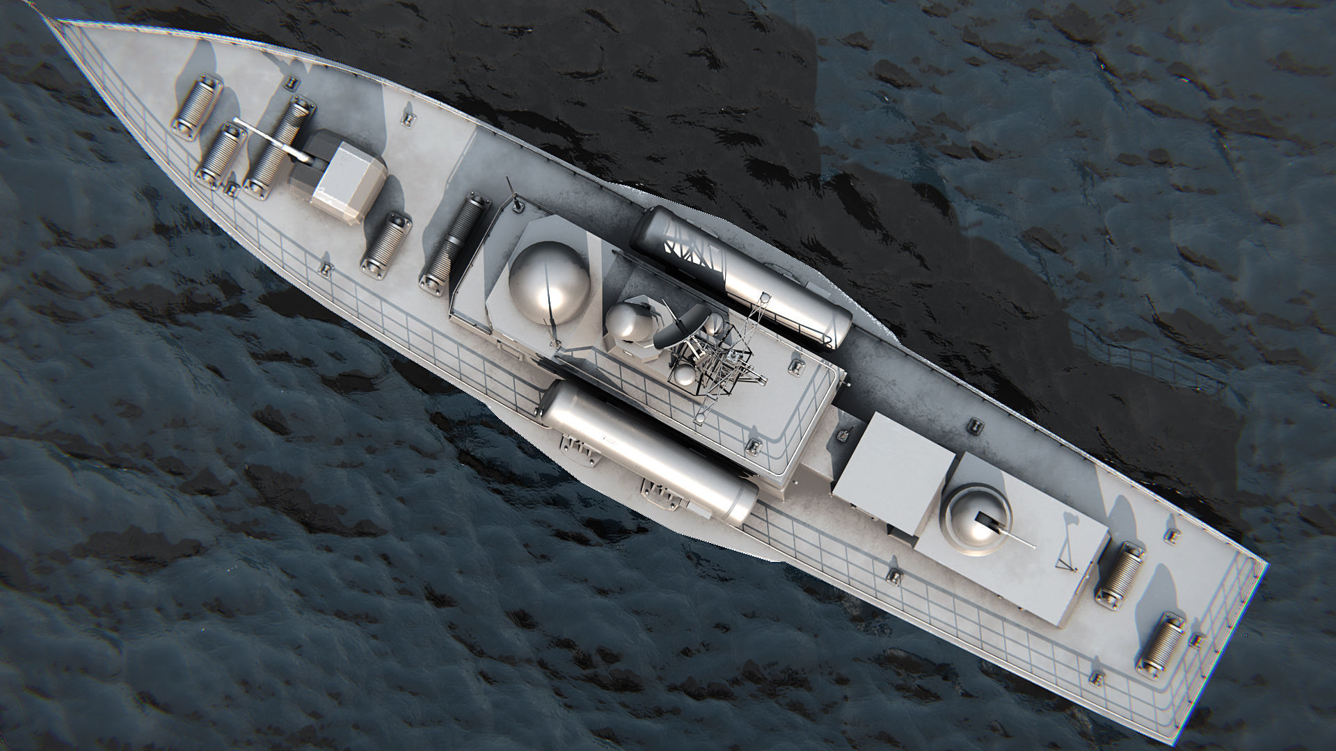 Battleship PBR Low-poly 3D model_10