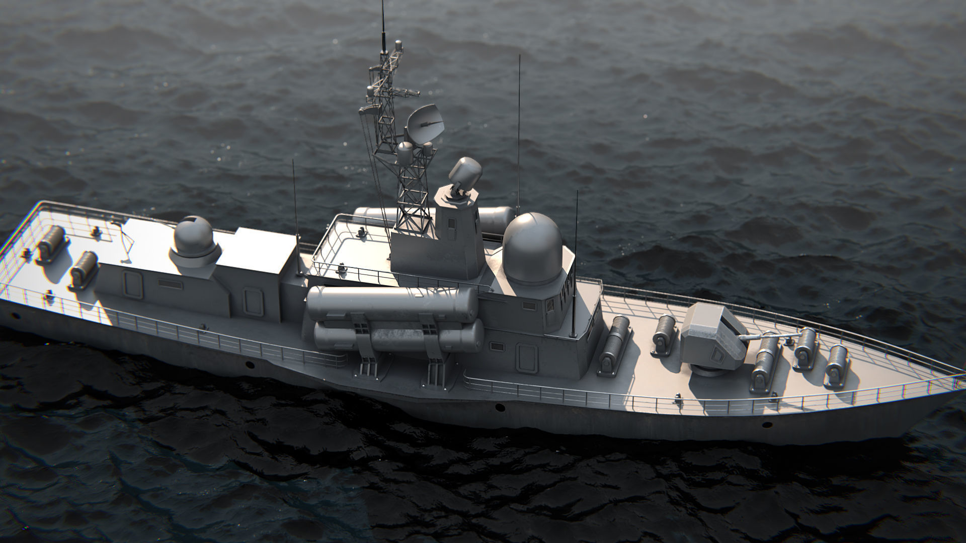 Battleship PBR Low-poly 3D model_1