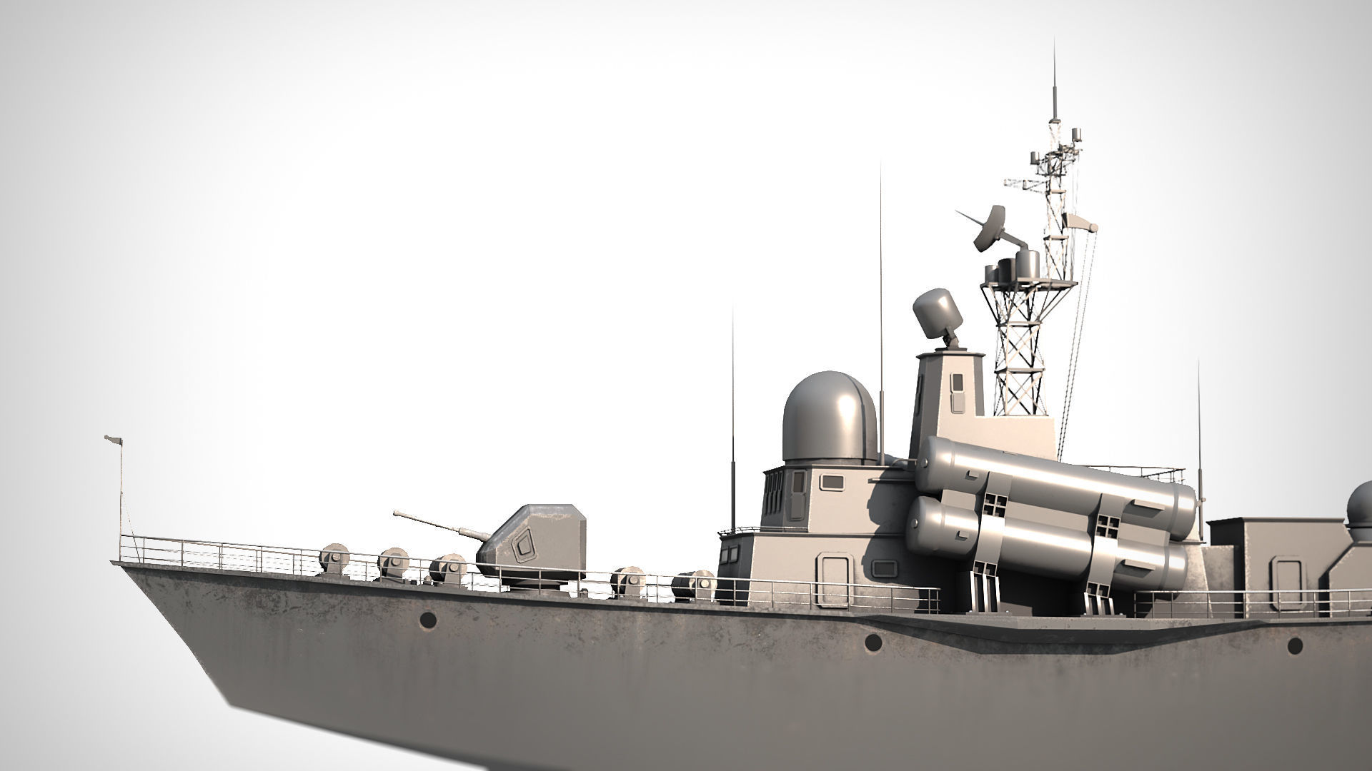 Battleship PBR Low-poly 3D model_16
