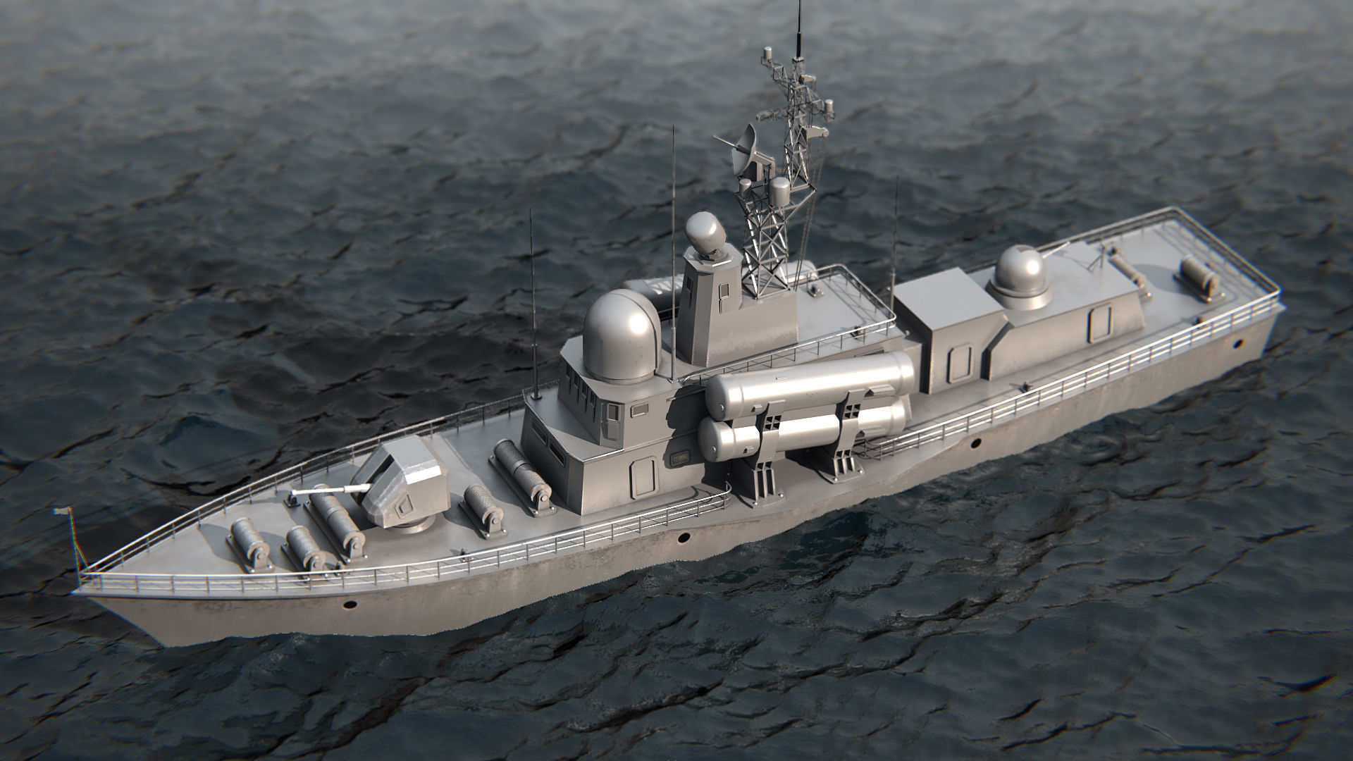 Battleship PBR Low-poly 3D model_7