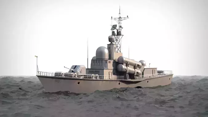 Battleship PBR Low-poly 3D model