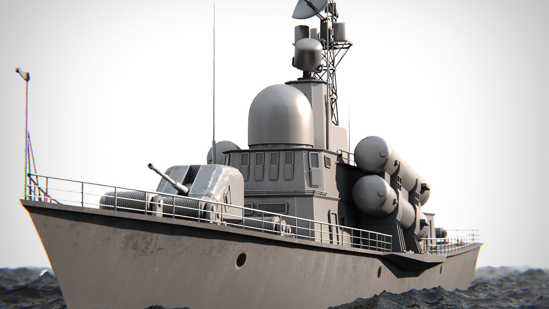 Battleship PBR Low-poly 3D model_9