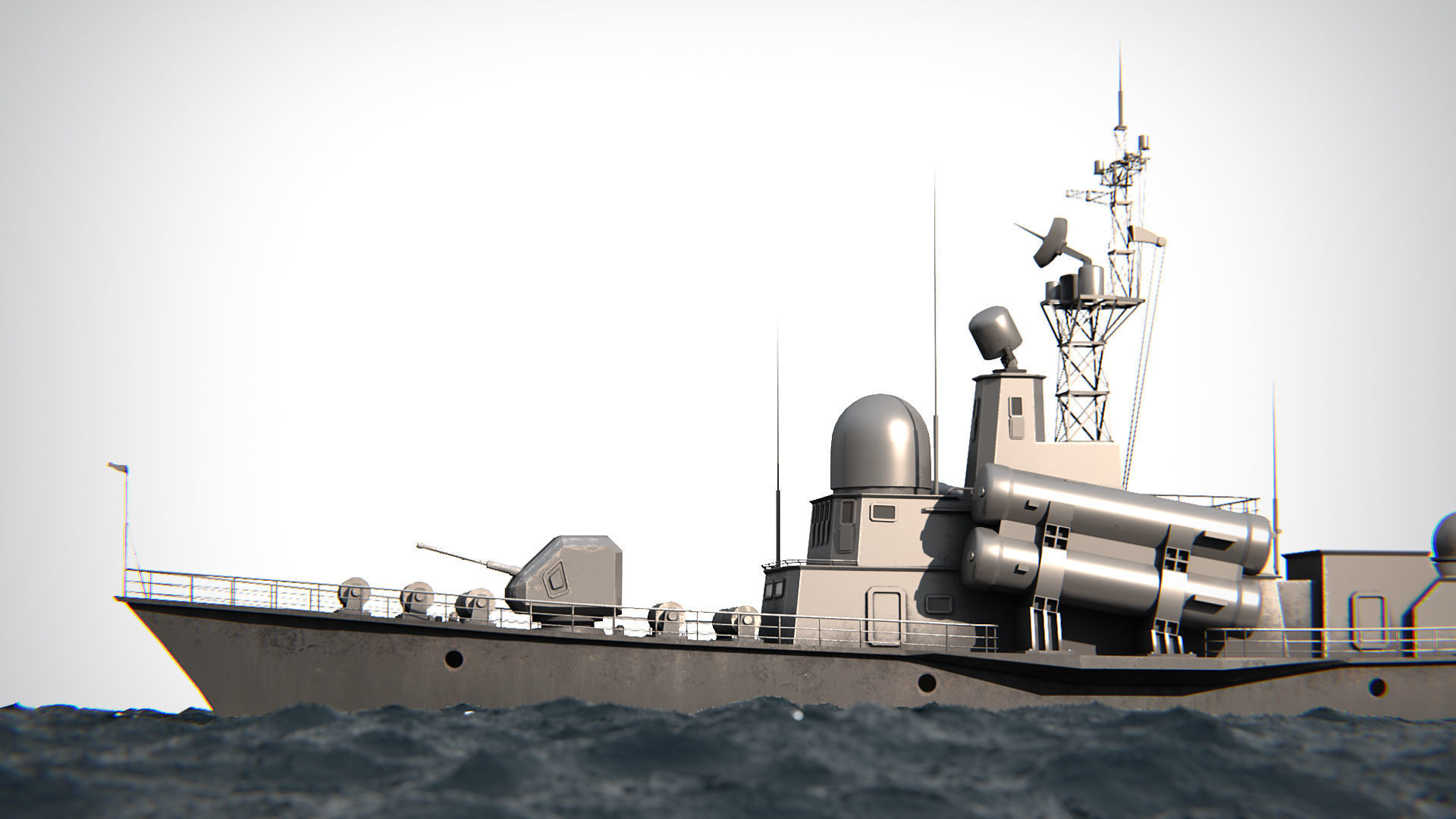 Battleship PBR Low-poly 3D model_6