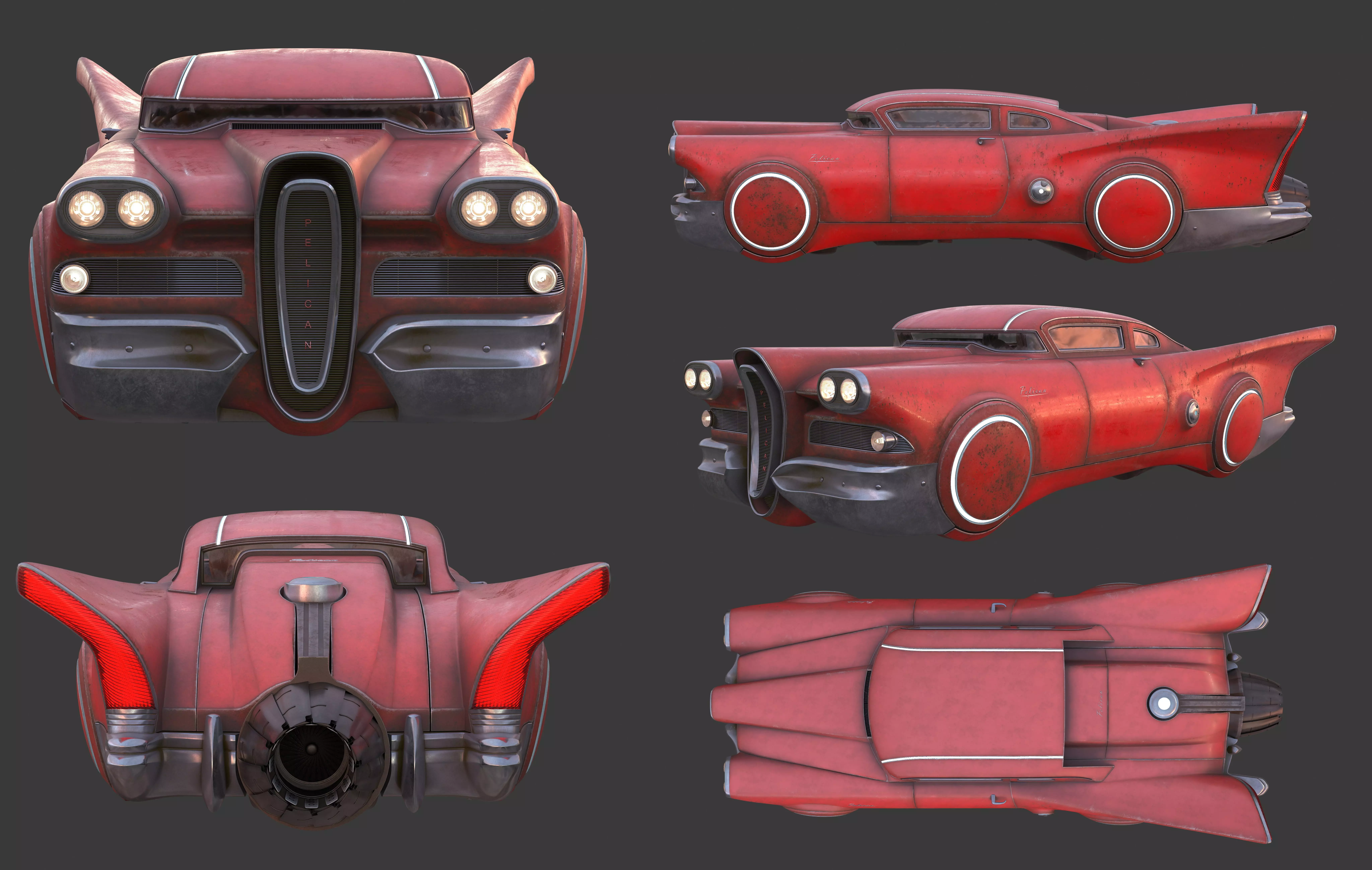 Futuristic flying car 2 3D model_0