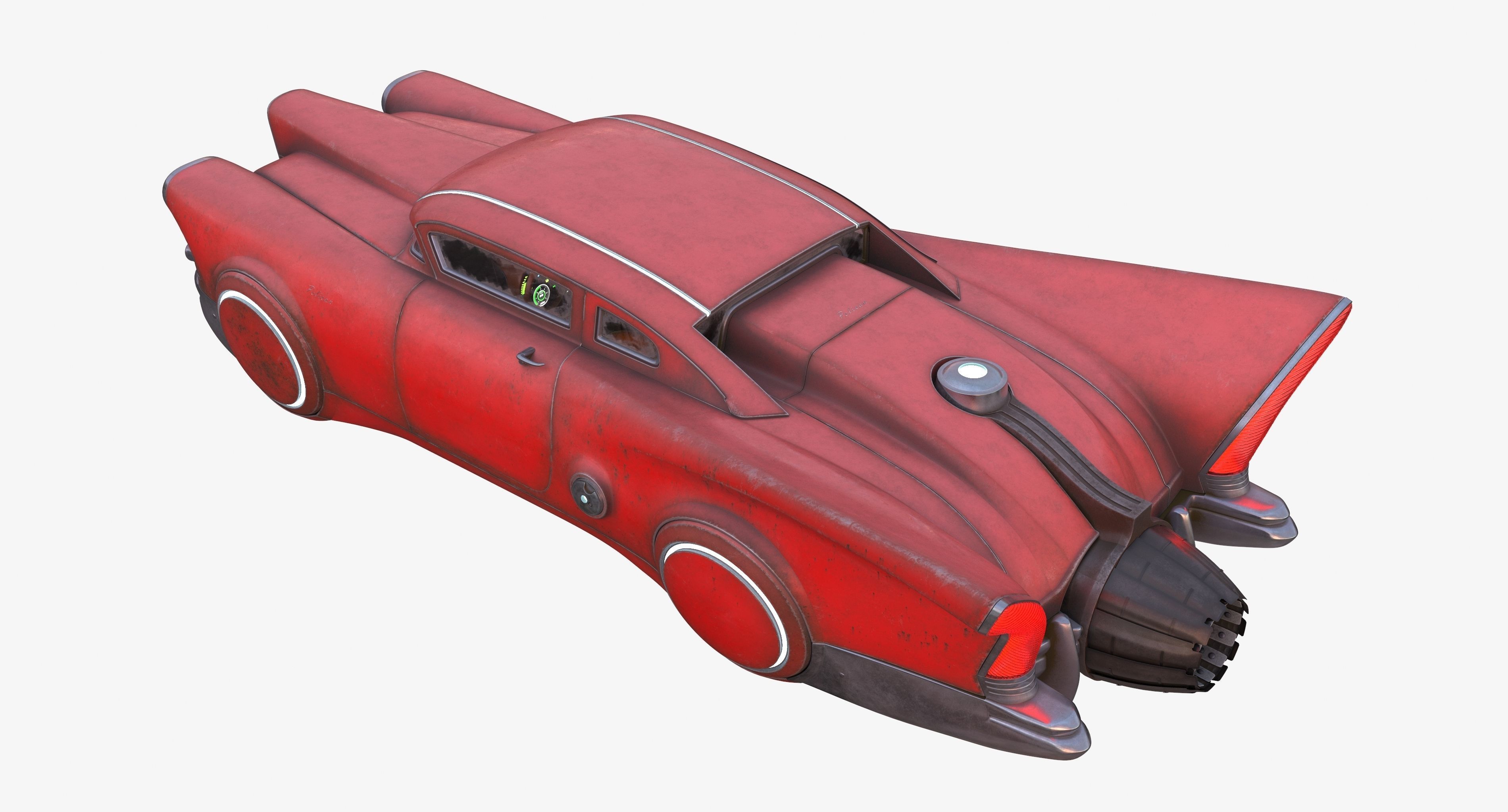 Futuristic flying car 2 3D model_2