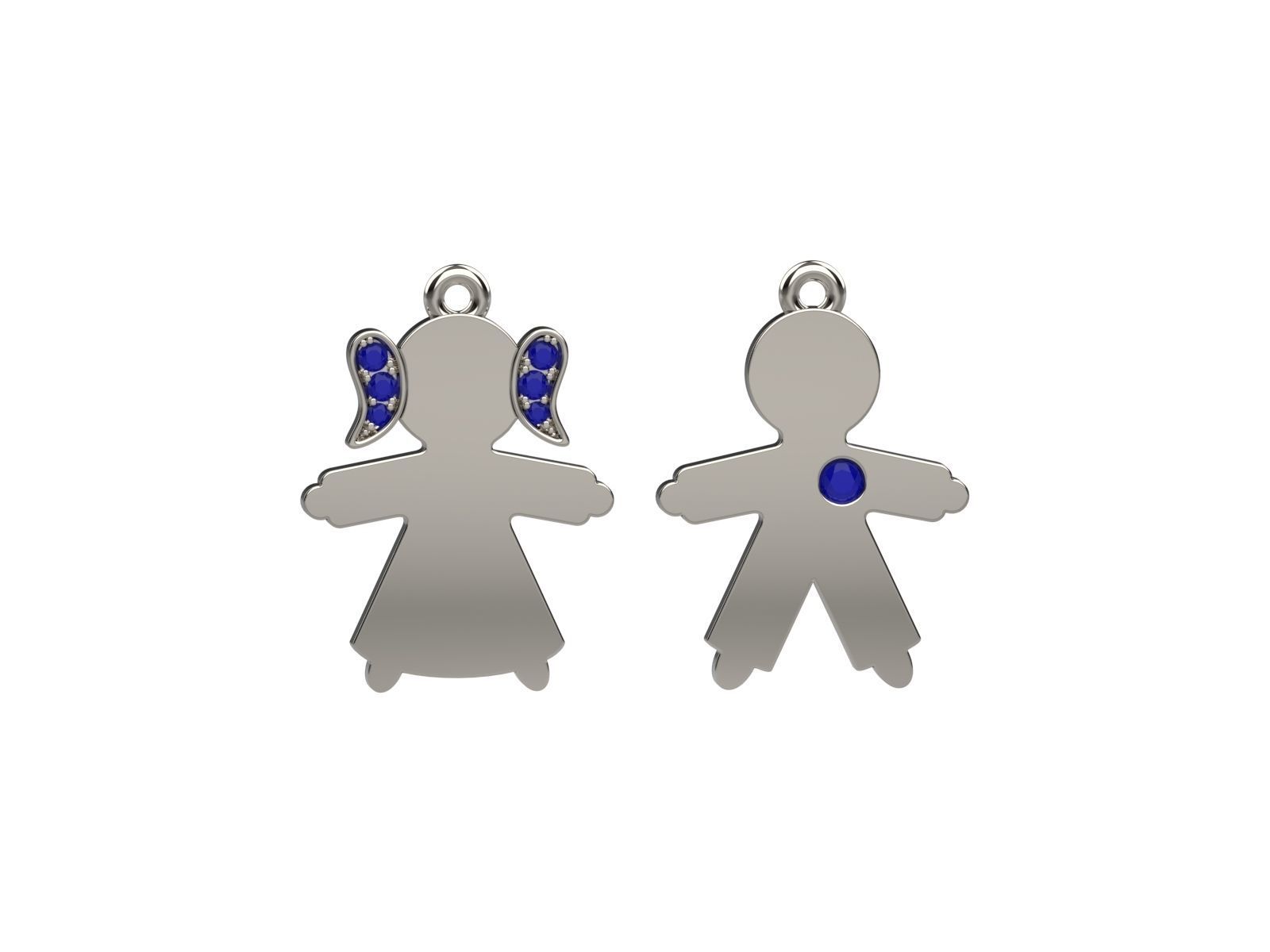 Boy Girl Kid Parents Diamond Pendant Bracelet 3D print model_3