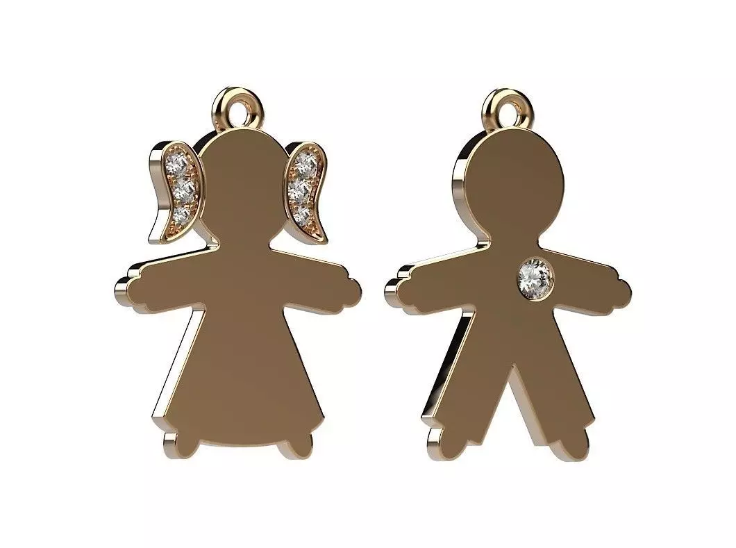 Boy Girl Kid Parents Diamond Pendant Bracelet 3D print model_0