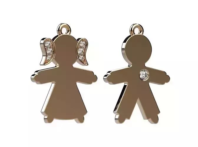 Boy Girl Kid Parents Diamond Pendant Bracelet 3D print model