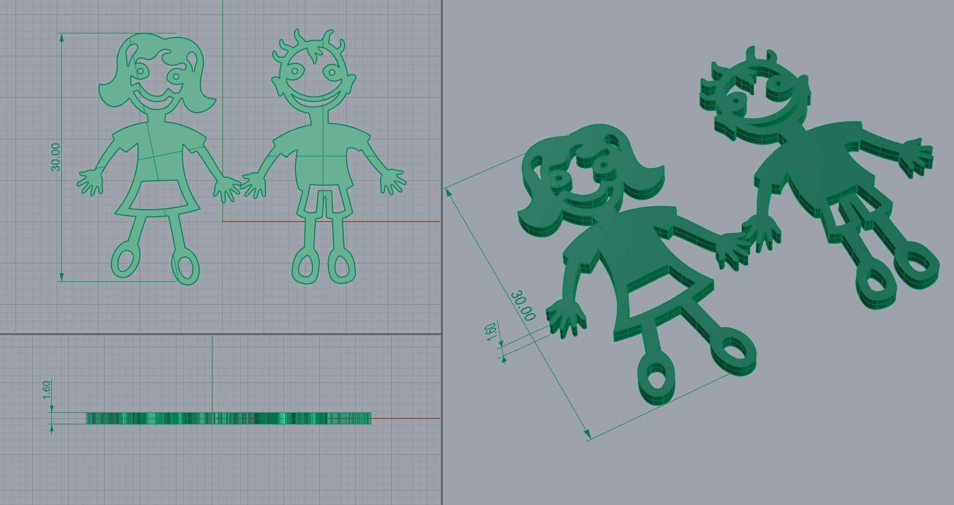 Boy Girl Kid Parents Diamond Pendant Bracelet 3D print model_8